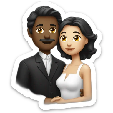 Un homme noir avec une femme blanche qui font des bisous sticker