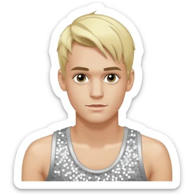 Aaron Carter with blonde hair, silver sequin tank top sticker
