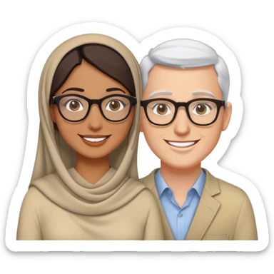 Arab woman white man with glasses sticker