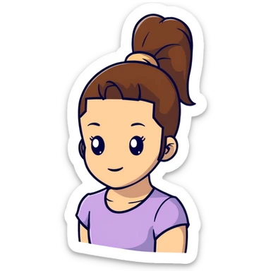 girl with brown hair and ponytail sticker