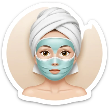 white Lady with face mask spa beauty full face relaxing sticker