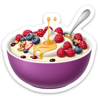 Yoghurt bowl with fruit sticker