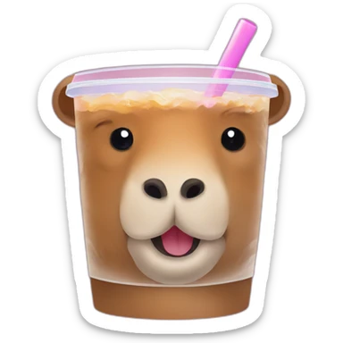 Happy Capybara drinking bubble tea sticker