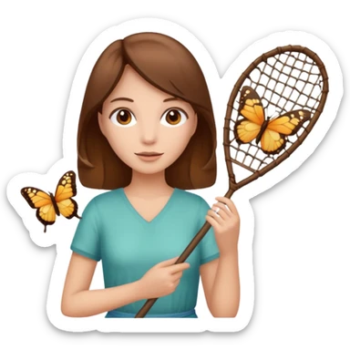 woman holding butterfly net sticker