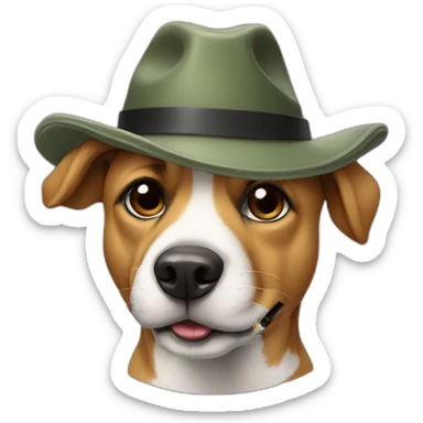 dog with hat and cigarette sticker
