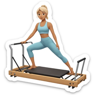 Mujer haciendo pilates en un reformer sticker