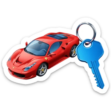 red Ferrari key with a blue background sticker