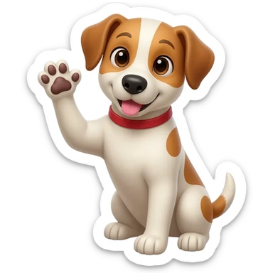 the dog waves his hand sticker