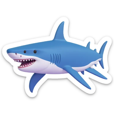 Edit the shark emoji in the smooth, cartoonish, 3D emoji style to be a dark moderate blue color. Remove legs and sneakers. The shark should be facing left with no background. sticker