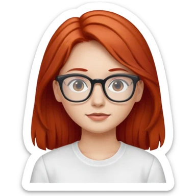 Rizada peli roja tono fuerte , blanquita con lentes y top blanco pelo largo  sticker