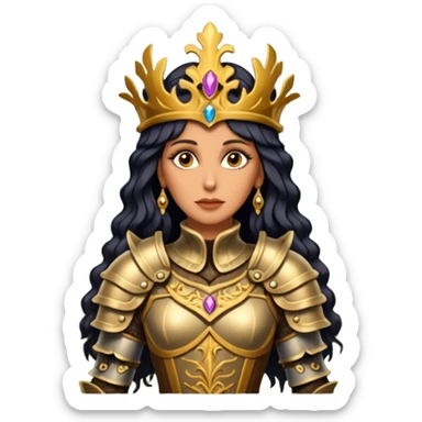realistic cinematic actress Cher in baroque styling with dirty damaged armor in a forest sticker