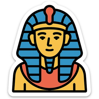 pharaoh, lineal color icon with black outlines sticker