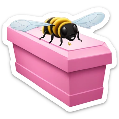 Bee in a pink coffin going to heaven  sticker
