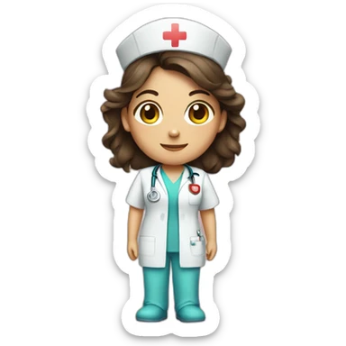 cute brunette nurse with scrubs sticker