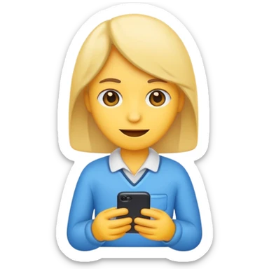Emoji of a person typing on their smartphone. Simple emoji style, flat design, bright colors, thick outlines. sticker