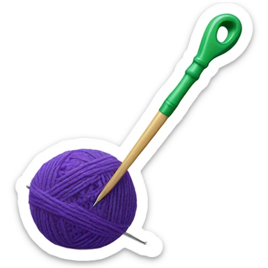 Green crochet hook with purple yarn  sticker