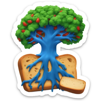 Blue Tree attacking red tree and green bread sticker