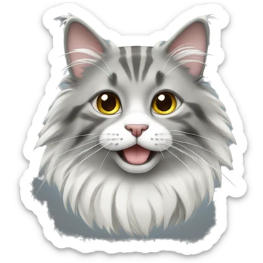 Grey white maincoon cat sticker