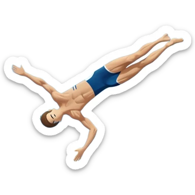 An icon showing an athlete mid-flip diving from a high springboard into a clear blue pool. The design captures the elegance of the twist, the splash below, and the height of the jump. Transparent background emphasizes the precision, grace, and thrill of diving as a sport. sticker