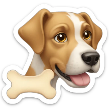 dog thinking about the bone sticker