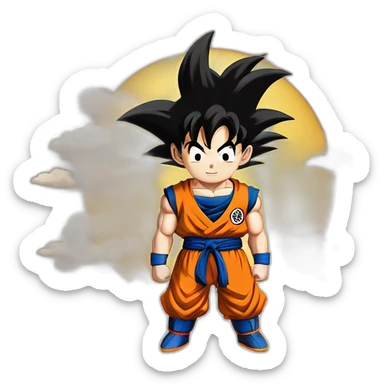 Son goku sur petit nuage qui vole sticker