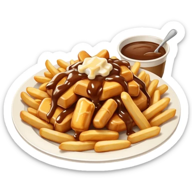 poutine in a white plate sticker