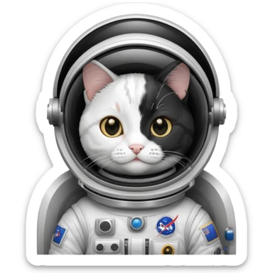 tuxedo cat Astronaut sticker