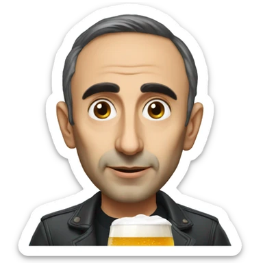 Éric Zemmour who drinks a beer sticker