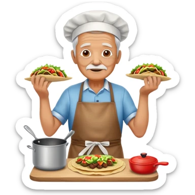 Old man cooking tacos sticker