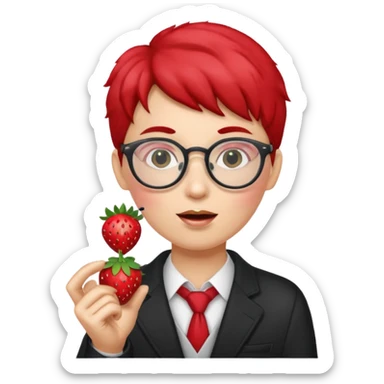 strawberry fruit be hand the mic glasses  sticker