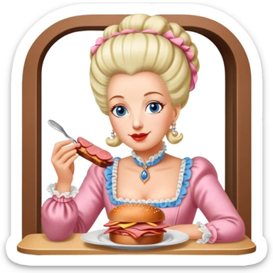 marie antoinette eating spam meat at cafe sticker