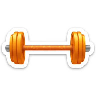 One front view of a Olympic Barbell with cheetos instead weight disks sticker