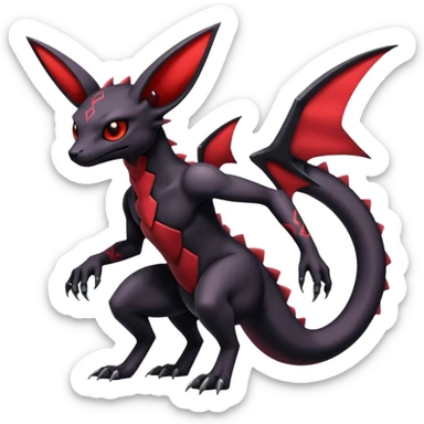 Gothic Edgy Badass Cool Genesect-Umbreon-Salandit-Fakémon-hybrid-creature (full body)  sticker