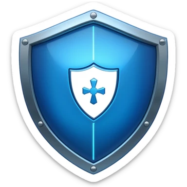 generate blue cyber shield with different  hack symbols sticker