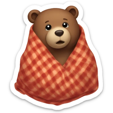 bear cozy in blanket sticker