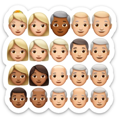 People of different stages of life in a single line - infant, toddler, child, teenager, adult, Middle-aged and elderly. Realistic faces sticker