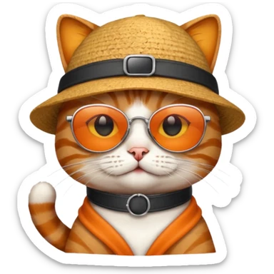 Cat wearing hat and sunglasses sticker