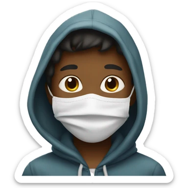 "young boy in hood wearing face mask" sticker