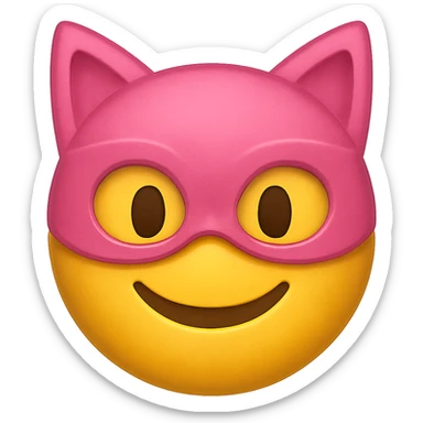 yellow face with pink cat mask emoji, digital illustration sticker