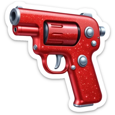 red glitter gun sticker