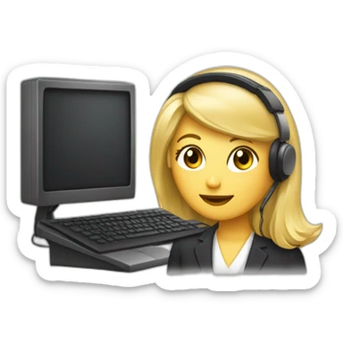 secretaire blonde avec un casque téléphone coupe de cheveux au carré sticker