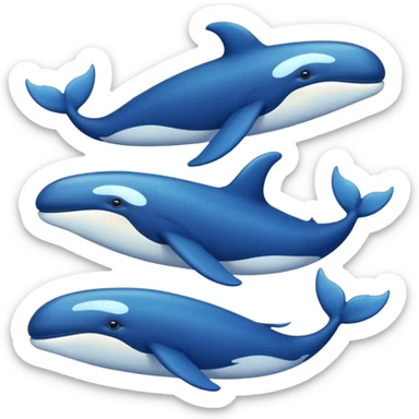 Draw a marine theme with whales for atmospheric and aesthetic stickers. Various shades of blue and a slight glow sticker