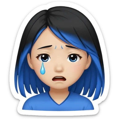 Asian girl crying more like this 😭 make the tears blue make the hair black all of the hair black sticker
