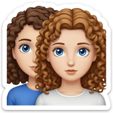 make 2 white girls make one have curly light brown hair with hazel eyes and make the other have dark hair with blue eyes sticker