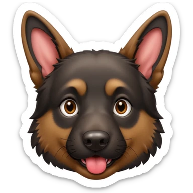 cartoon style dark German Shepherd dog with its tongue hanging out long sticker