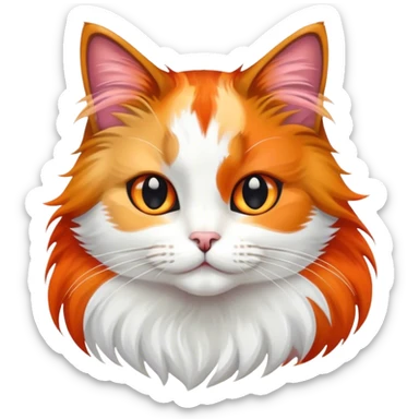 Calico long hair cat sticker