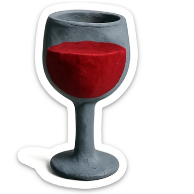 a glass of red wine, claymation style sticker