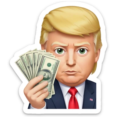 Donald Trump gives away money sticker