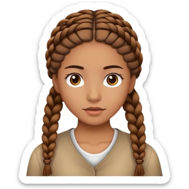 girl with brown braids sticker