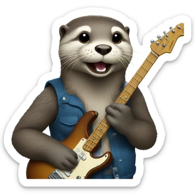 Otter in a rock band sticker